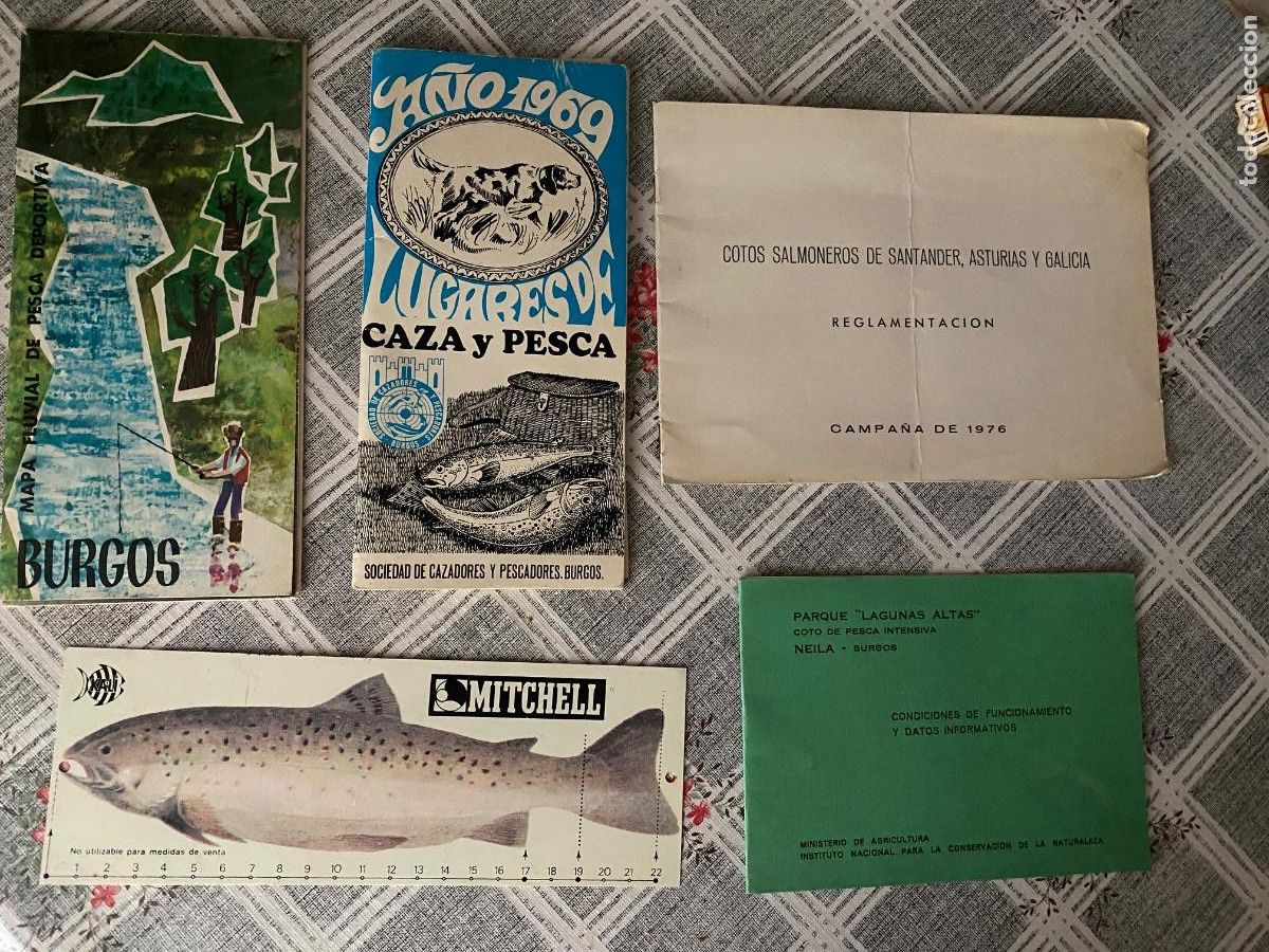 Cat&aacute;logos publicitarios: LOTE CATALOGOS REGLAMENTO ETC DE PESCA , A&Ntilde;OS 60-70 , SALMON , TRUCHA ,LAGUNAS NEILA BURGOS ASTURIAS