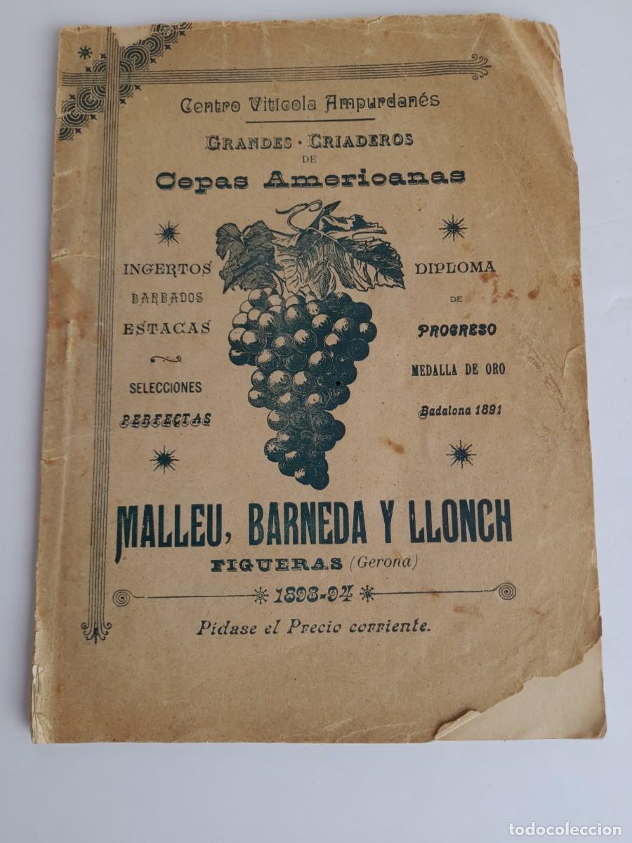 Cat&aacute;logos publicitarios: Cat&aacute;logo 1893-94 CENTRO VITICOLA AMPURDANES. MALLEU, BARNEDA Y LLONCH Figueras - Peralada
