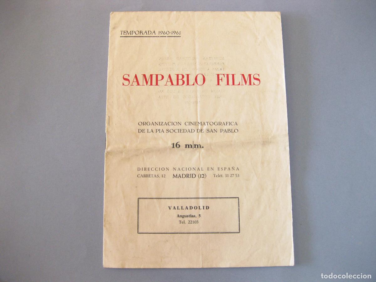 Advertising Catalogs: CAT&Aacute;LOGO DE PEL&Iacute;CULAS DE CINE DE 16 MM. LISTA DE MATERIAL SAMPABLO FILMS. TEMPORADA 1960