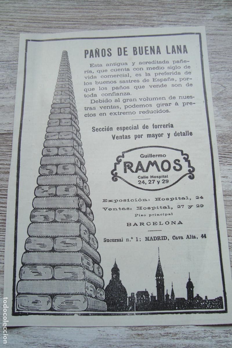 Cat&aacute;logos publicitarios: ANTIGUA PUBLICIDAD PA&Ntilde;OS LA&Ntilde;A GUILLERMO RAMOS BARCELONA- MOSTELLE ESCOFET TARRAGONA
