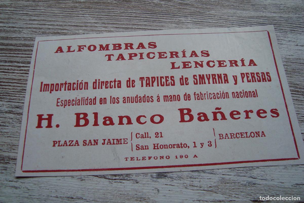 Cat&aacute;logos publicitarios: ANTIGUA PUBLICIDAD ALFOMBRAS TAPICERIA H. BLANCO BA&Ntilde;ERES. BARCELONA