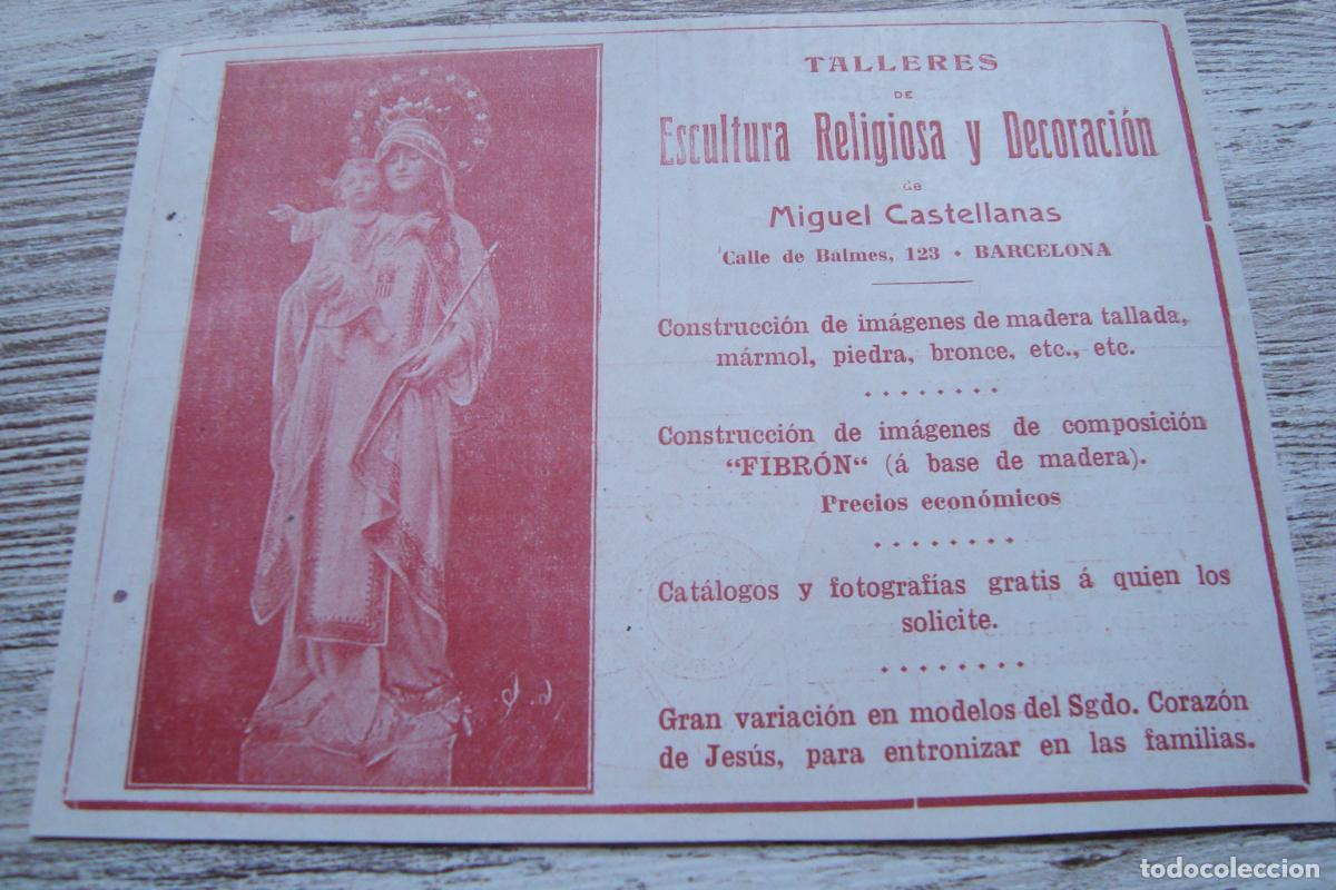 Cat&aacute;logos publicitarios: ANTIGUA PUBLICIDAD TALLERES ESCULTURA RELIGIOSA MIGUEL CASTELLANAS. BARCELONA-MOSTELLE ESCOFET