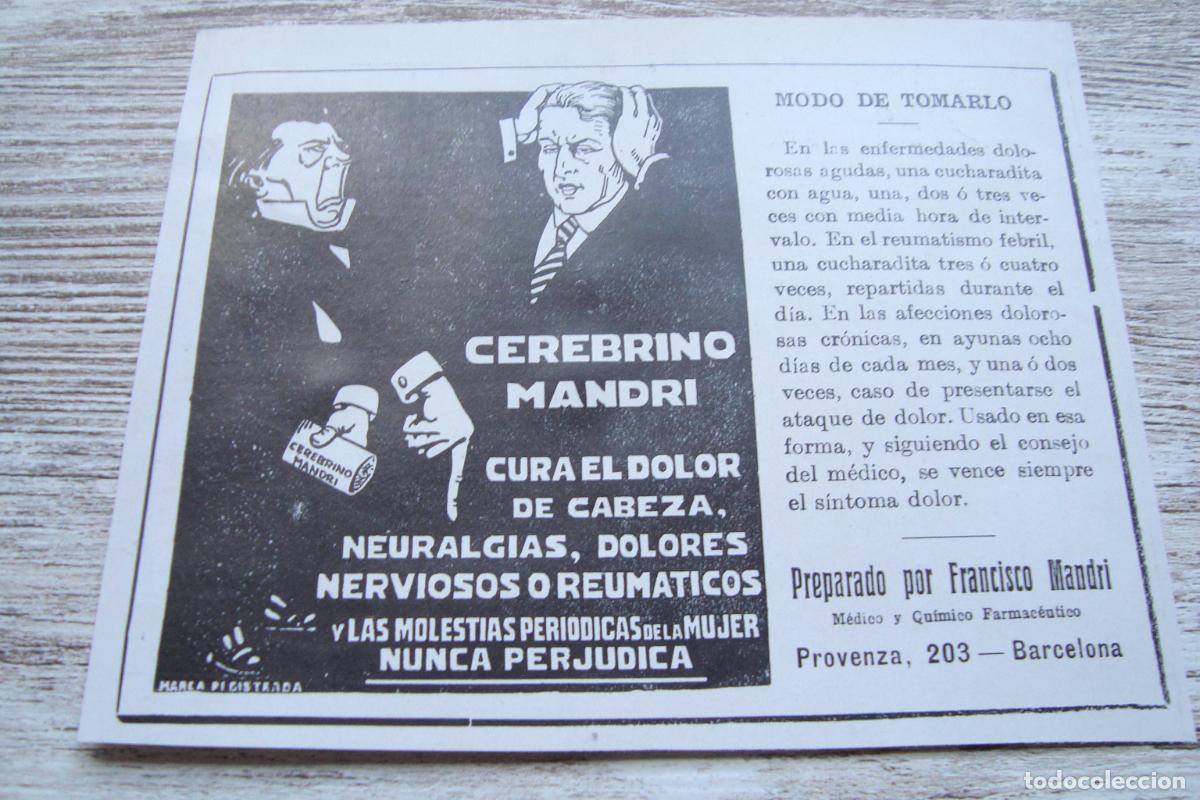 Cat&aacute;logos publicitarios: ANTIGUA PUBLICIDAD CEREBRINO FRANCISCO MANDRI FARMACEUTICO. BARCELONA