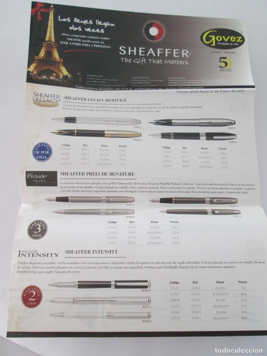 Cat&aacute;logos publicitarios: PUBLICIDAD PLUMAS Y BOLIGRAFOS SHEAFFER - LIBRERIA GOVEZ - FUENGIROLA - 2013