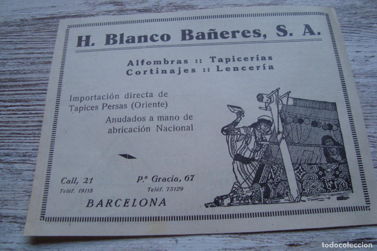 Cat&aacute;logos publicitarios: ANTIGUA PUBLICIDAD H. BLANCO BA&Ntilde;ERES S.A ALFOMBRAS TAPICES BARCELONA.