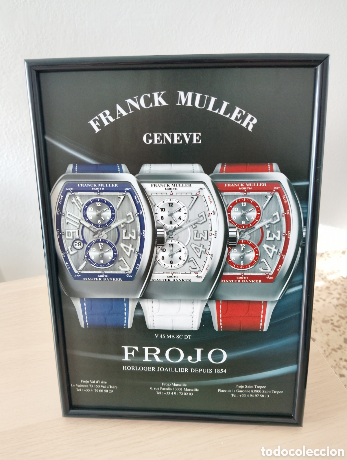Cat&aacute;logos publicitarios: Franck Muller reloj anuncio original enmarcado