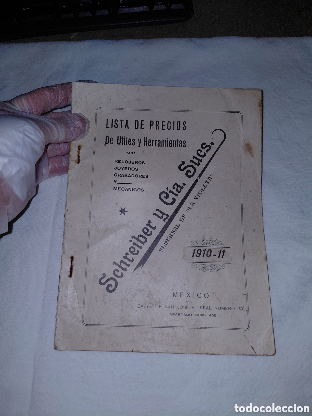 Cat&aacute;logos publicitarios: LISTA DE PRECIOS DE UTILES Y HERRAMIENTAS PARA RELOJEROS SCHREIBER Y COMPA&Ntilde;IA 1910-11