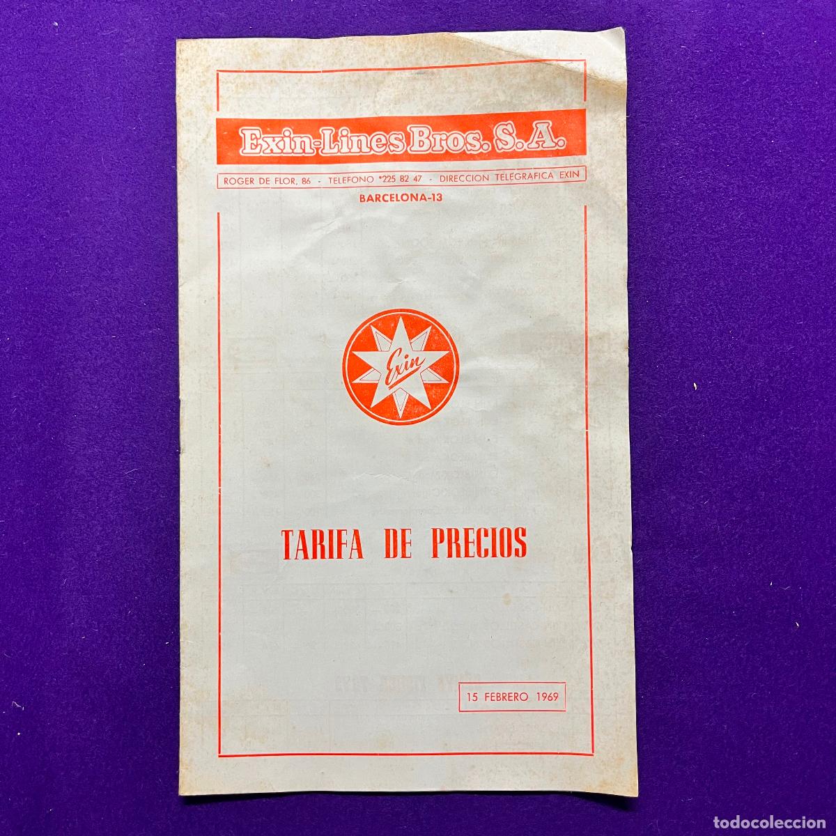 Cat&aacute;logos publicitarios: FOLLETO CATALOGO EXIN LINES BROS S.A. LISTA DE PRECIOS. 15 FEBERERO 1969. BARCELONA. ORIGINAL.
