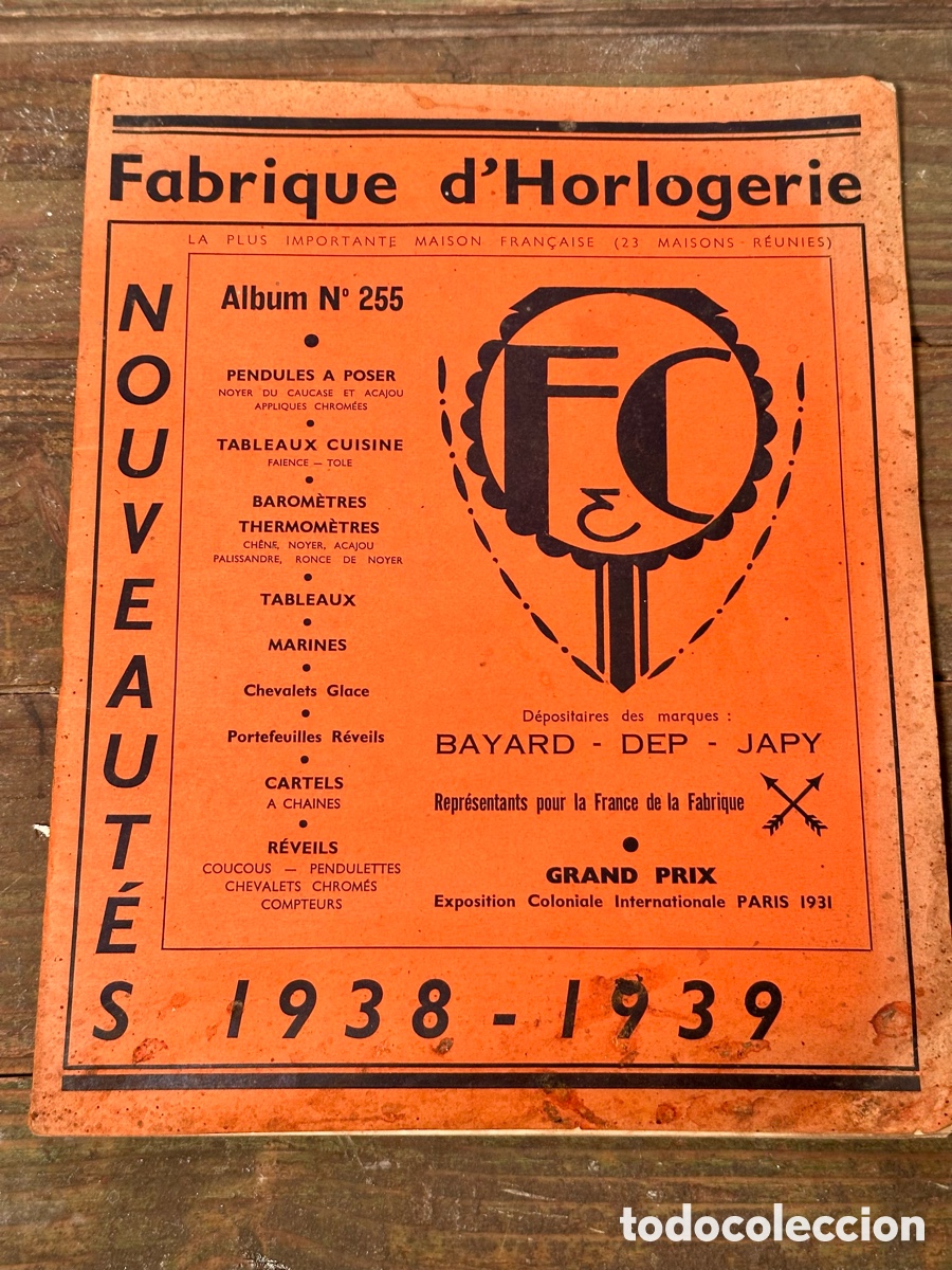 Cat&aacute;logos publicitarios: CAT&Aacute;LOGO RELOJ. BAYARD, DEP, JAPY. RELOJES CUCO. 1938-1939