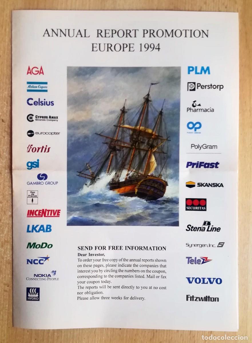 Cat&aacute;logos publicitarios: Tr&iacute;ptico Informe anual. Promoci&oacute;n Europa 1994.