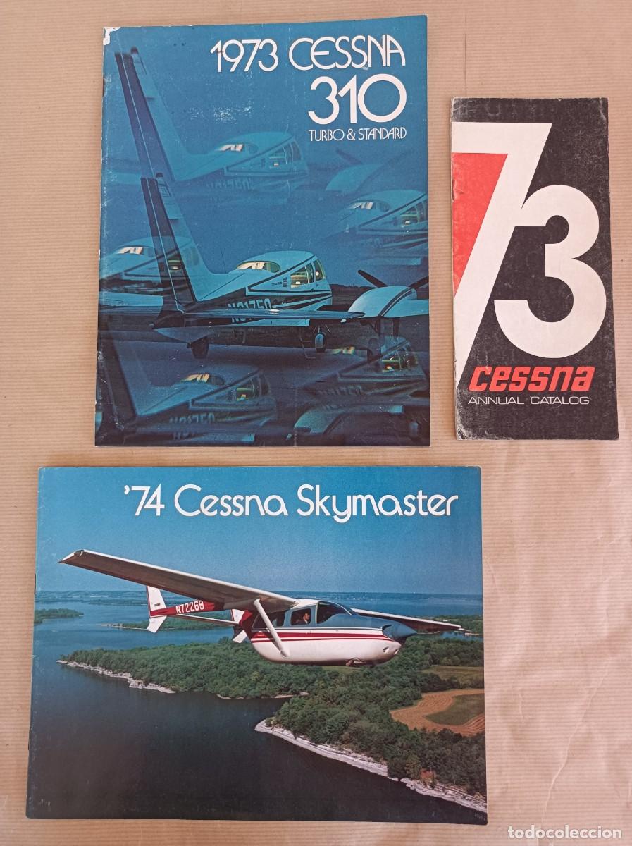 Cat&aacute;logos publicitarios: DOS CAT&Aacute;LOGOS Y FOLLETO PUBLICIDAD AVIONETAS CESSNA 1974