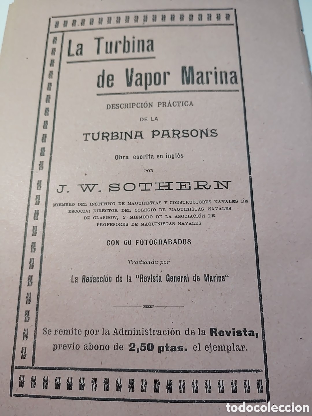 Cat&aacute;logos publicitarios: La turbina de vapor marina. Hoja publicitaria a&ntilde;o 1916