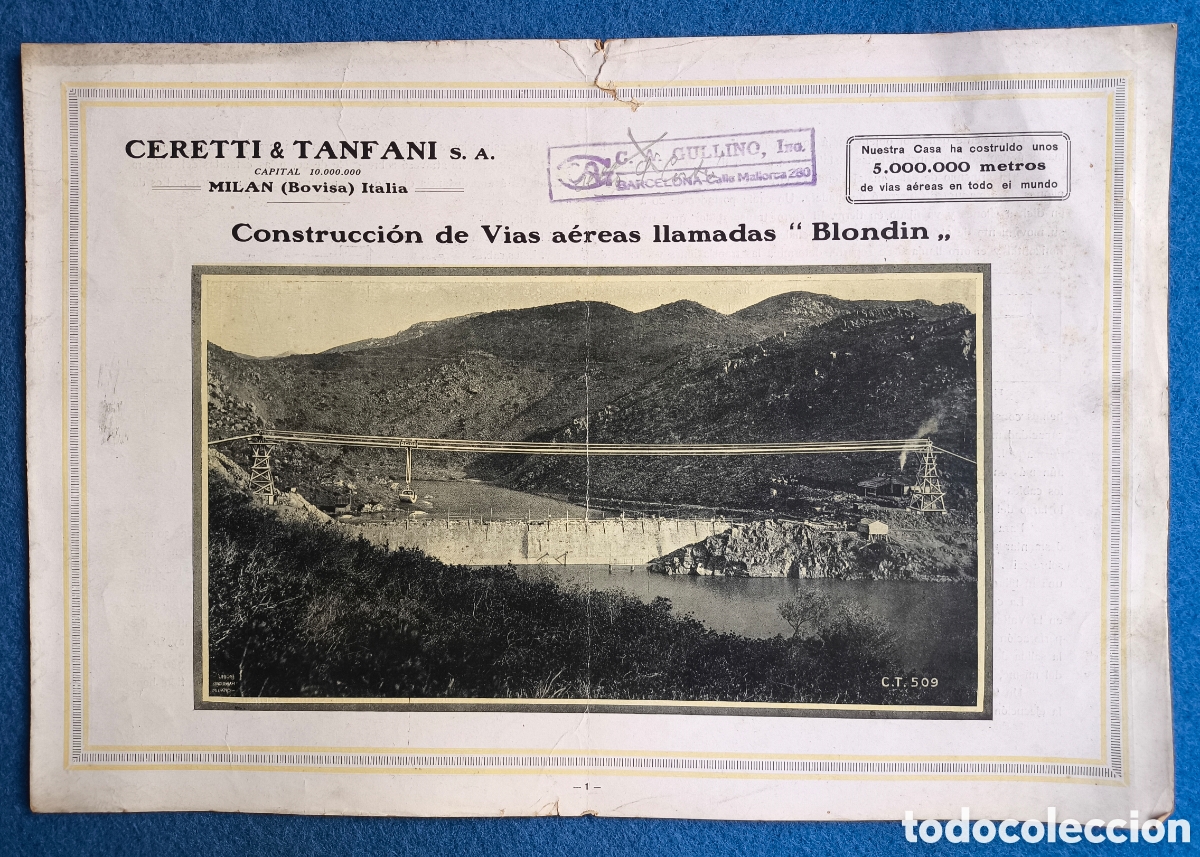 Cat&aacute;logos publicitarios: CERETTI & TANFANI CONSTRUCCI&Oacute;N V&Iacute;AS A&Eacute;REAS BLONDIN CONSTRUCCION CIVIL PANTANO PE&Ntilde;A ZARAGOZA 1920