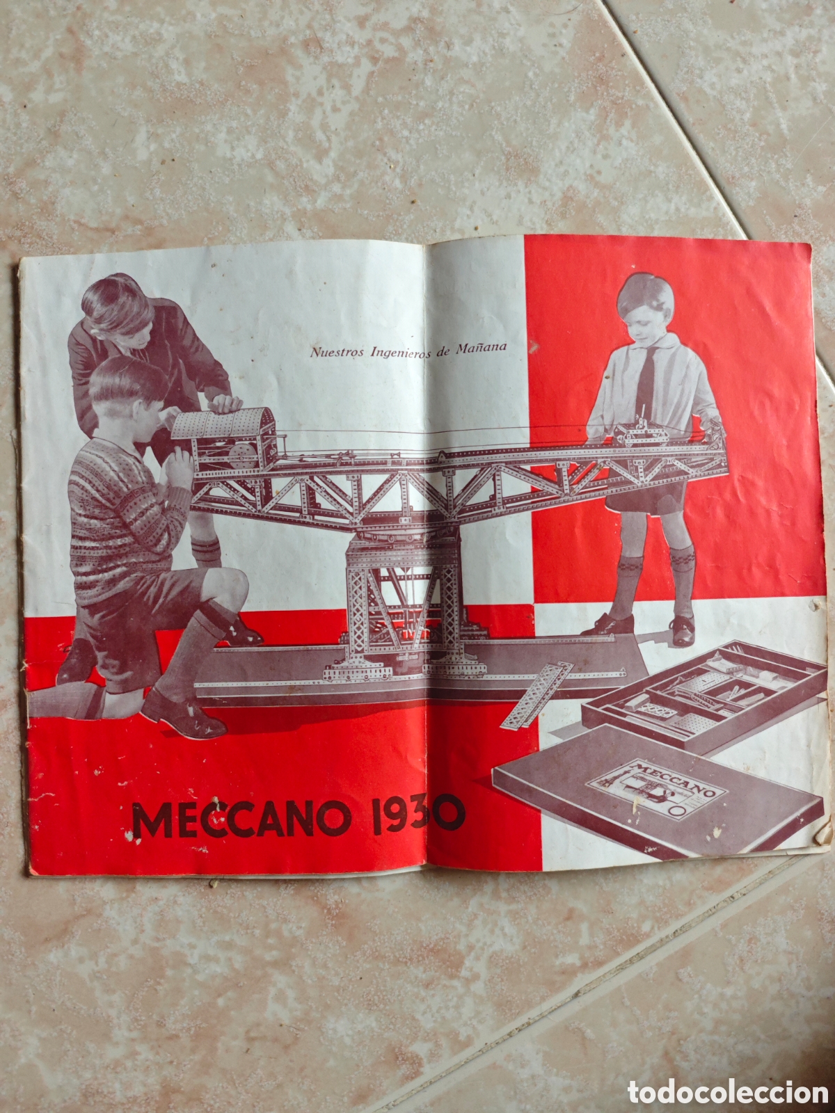 Cat&aacute;logos publicitarios: Antiguo Folleto Publicitario Desplegable Meccano 1930 - Edici&oacute;n en Espa&ntilde;ol - Muy Buen Color