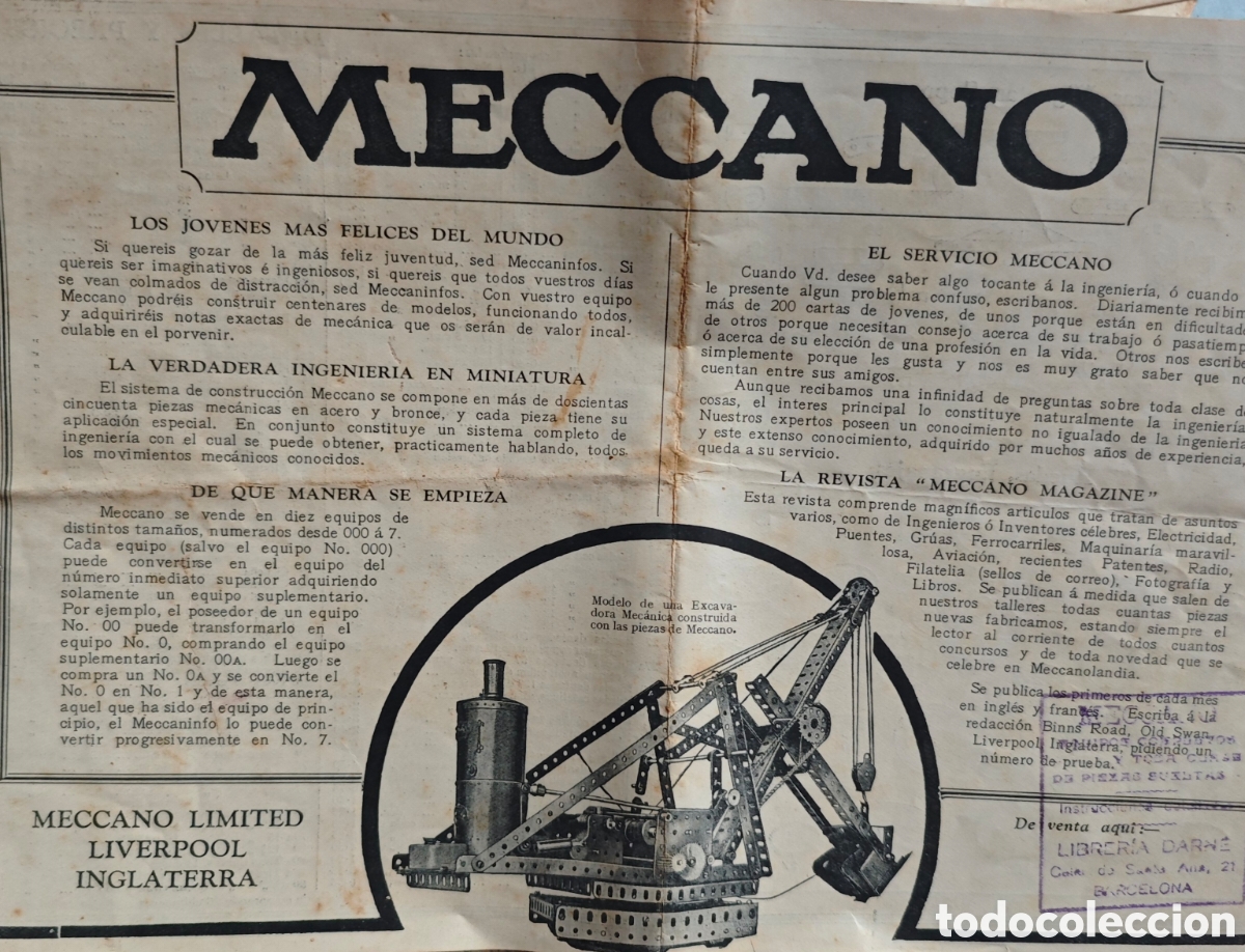 Cat&aacute;logos publicitarios: Raro Folleto Tarifa Meccano y Trenes Hornby - A&ntilde;os 20/30