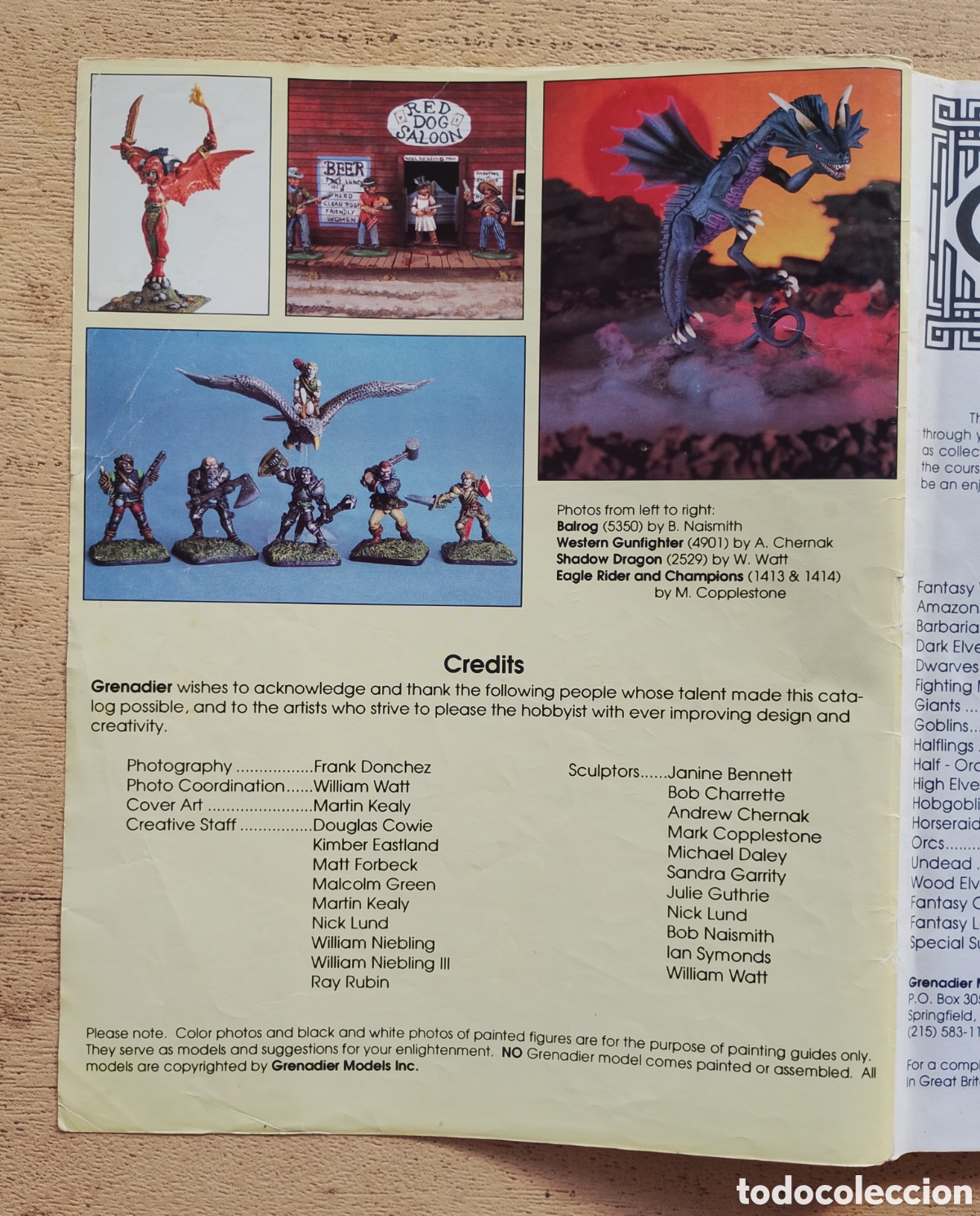 Cat&aacute;logos publicitarios: Grenadier Models Cat&aacute;logo 1993 - Foto 3