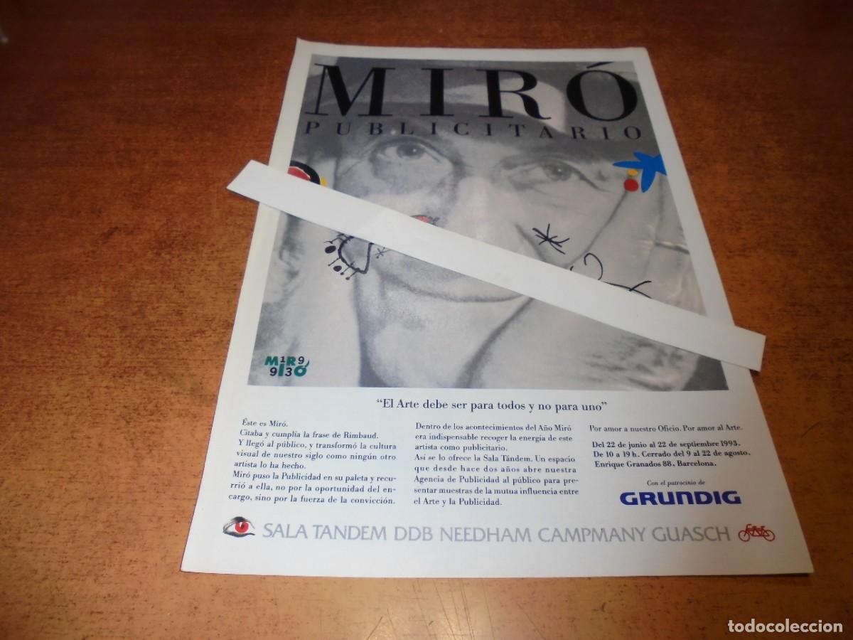Cat&aacute;logos publicitarios: PUBLICIDAD 1993: MIR&Oacute; PUBLICITARIO, EN LA SALA TANDEM.