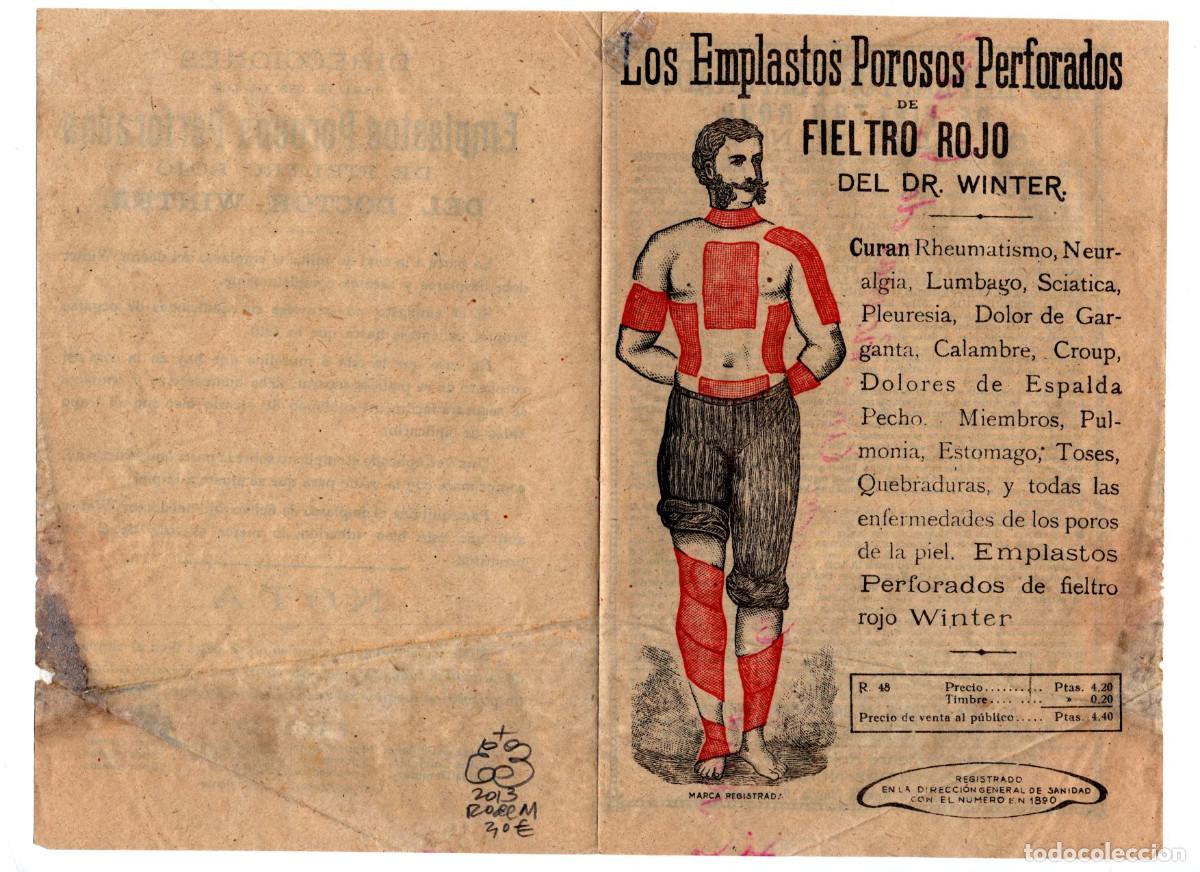 Cat&aacute;logos publicitarios: FOLLETO PUBLICITARIO LOS EMPLASTOS POROSOS PERFORADOS DE FIELTRO ROJO DEL DR. WINTER.