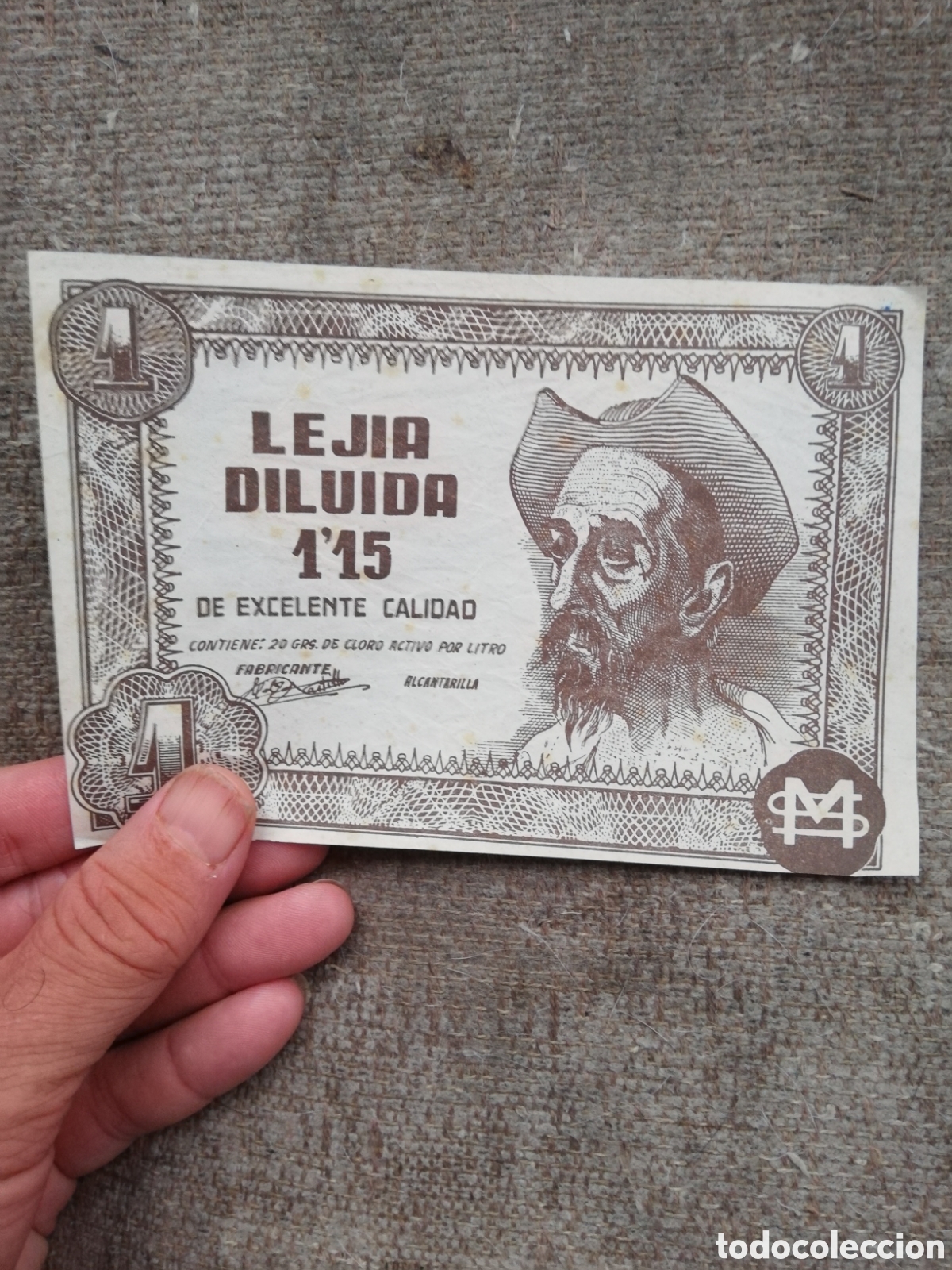 Cat&aacute;logos publicitarios: Publicidad Lej&iacute;a diluida en forma de billete de 1 peseta. Alcantarilla