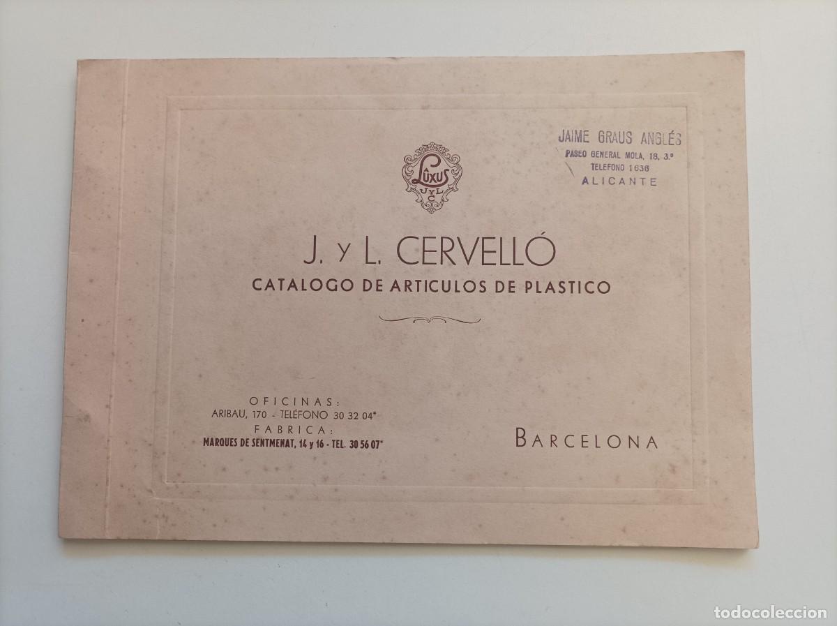 Cat&aacute;logos publicitarios: Cat&aacute;logo de ARTICULOS DE PLASTICO. Empresa J. y L. Cervell&oacute; de Barcelona, A&ntilde;o 1955.