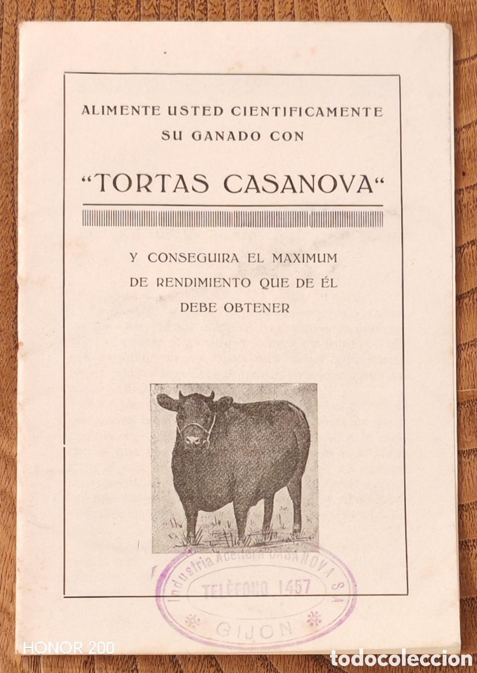 Cat&aacute;logos publicitarios: Folleto Publicitario - Tortas Casanova. Industria Aceitera - Valencia Gij&oacute;n. A&ntilde;o 1928