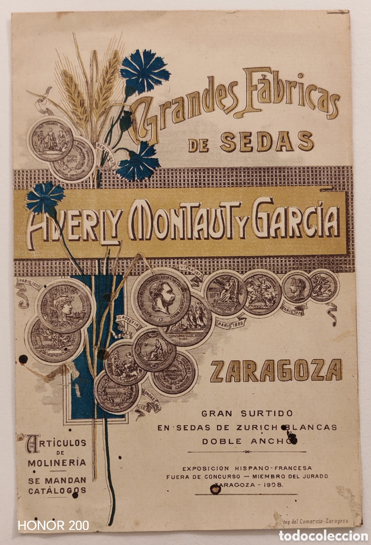 Cat&aacute;logos publicitarios: D&iacute;ptico Publicitario - Grandes F&aacute;bricas de Sedas Averly Montaut y Garc&iacute;a - Zaragoza C. 1910-15