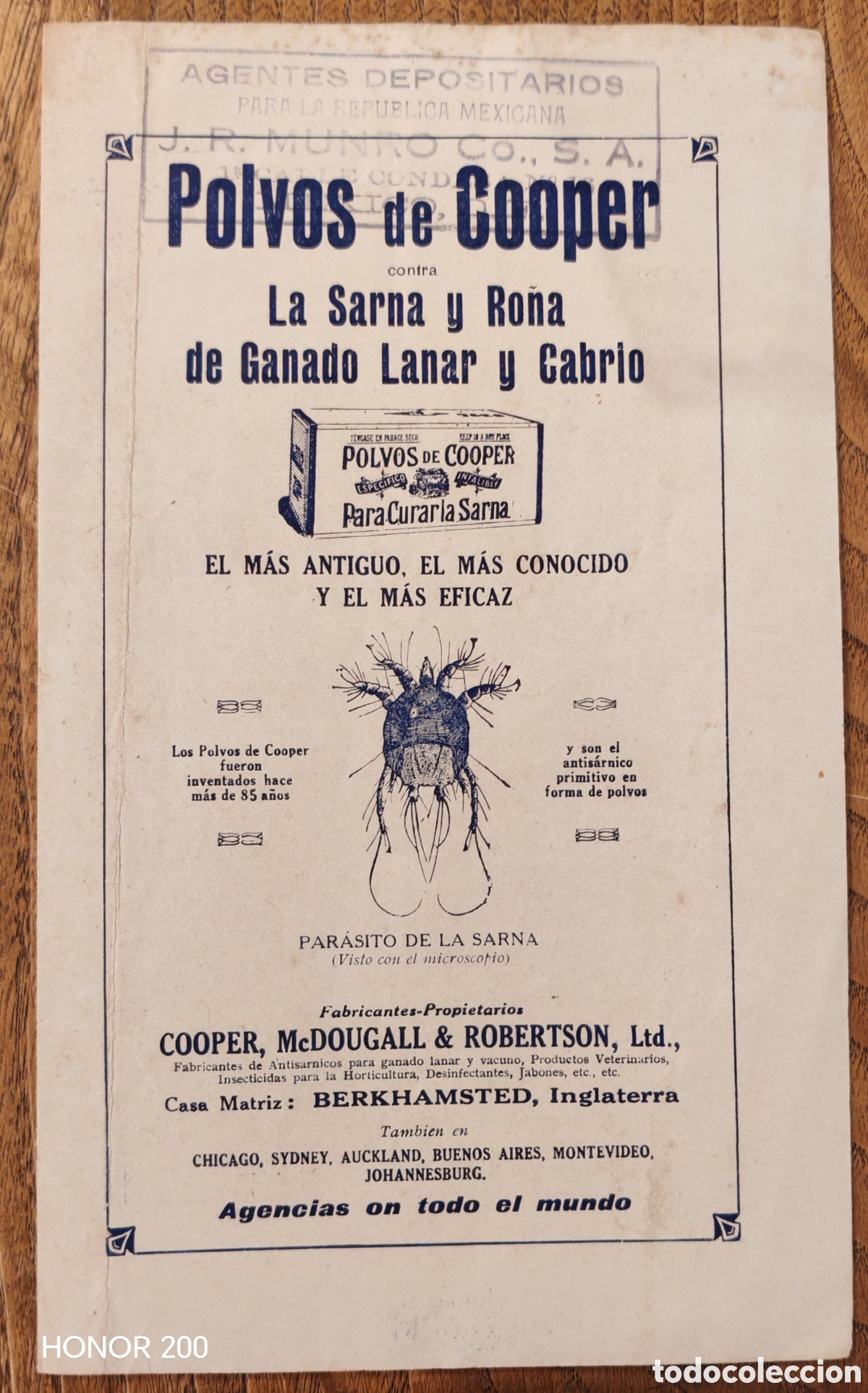 Cat&aacute;logos publicitarios: Folleto Publicitario D&iacute;ptico - Polvos de Cooper contra Sarna y Ro&ntilde;a de Ganado - M&eacute;xico