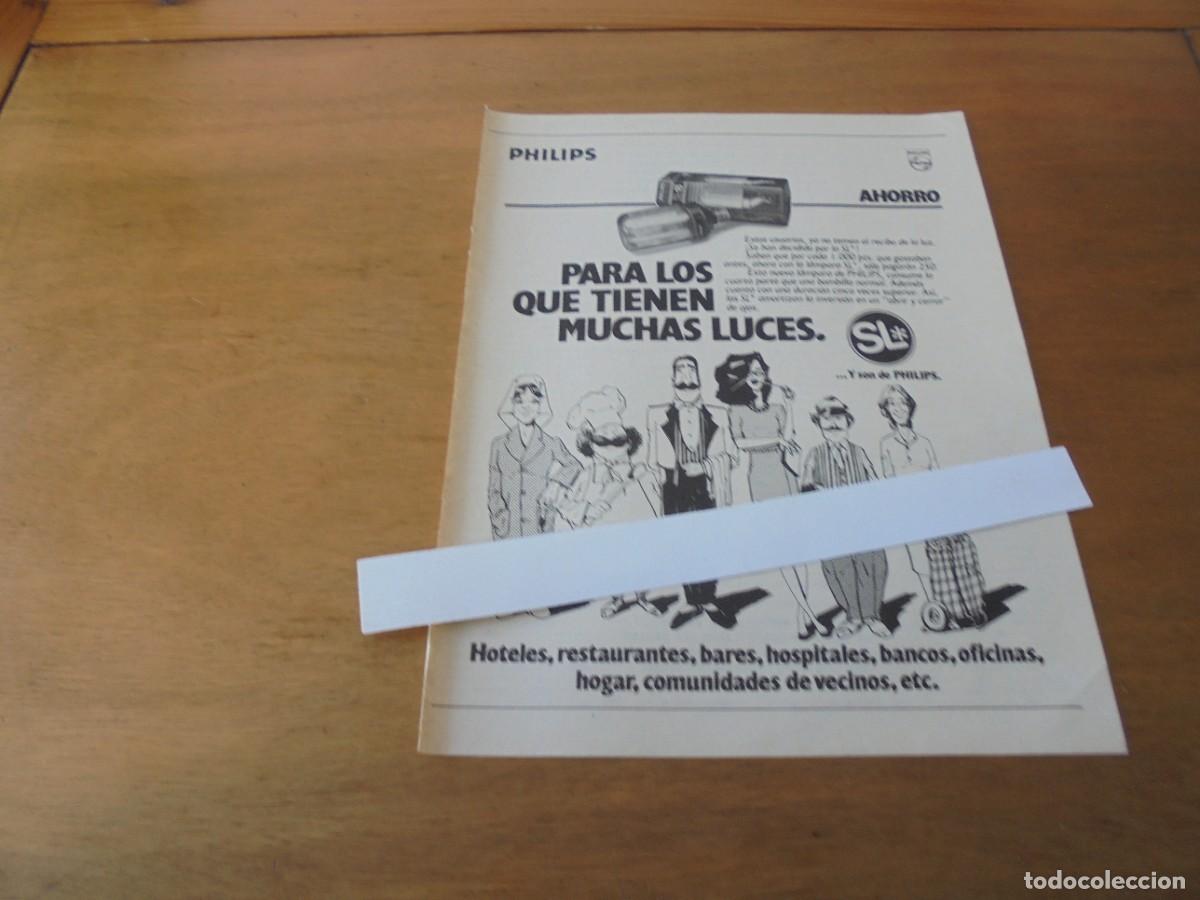 Cat&aacute;logos publicitarios: PUBLICIDAD 1984: NUEVA L&Aacute;MPARA DE PHILIPS SL. CONSUME LA CUARTA PARTE DE UNA BOMBILLA NORMAL.