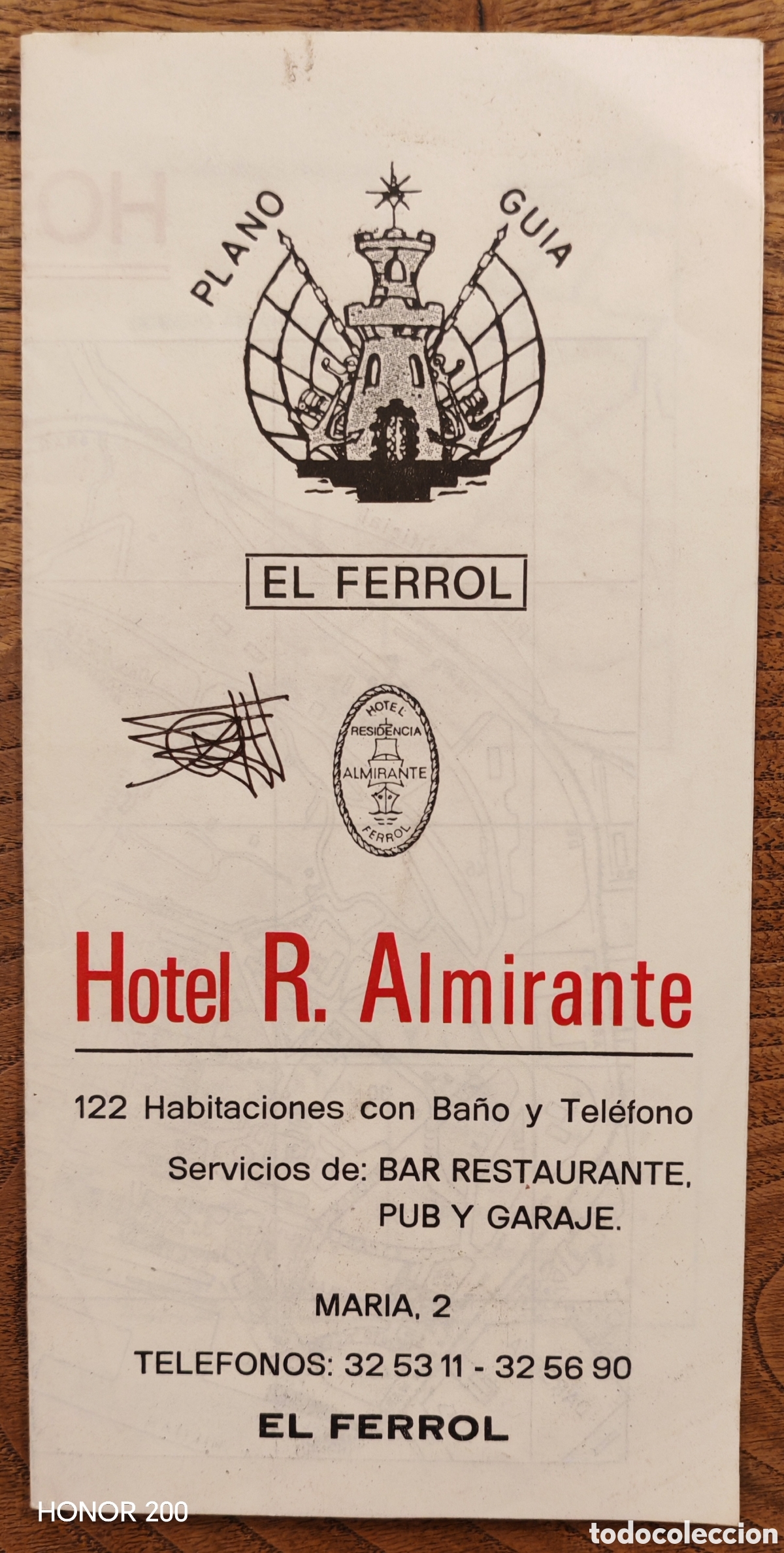 Cat&aacute;logos publicitarios: Folleto Tr&iacute;ptico Publicitario - Hotel R. Almirante - Ferrol Plano Gu&iacute;a Ciudad.