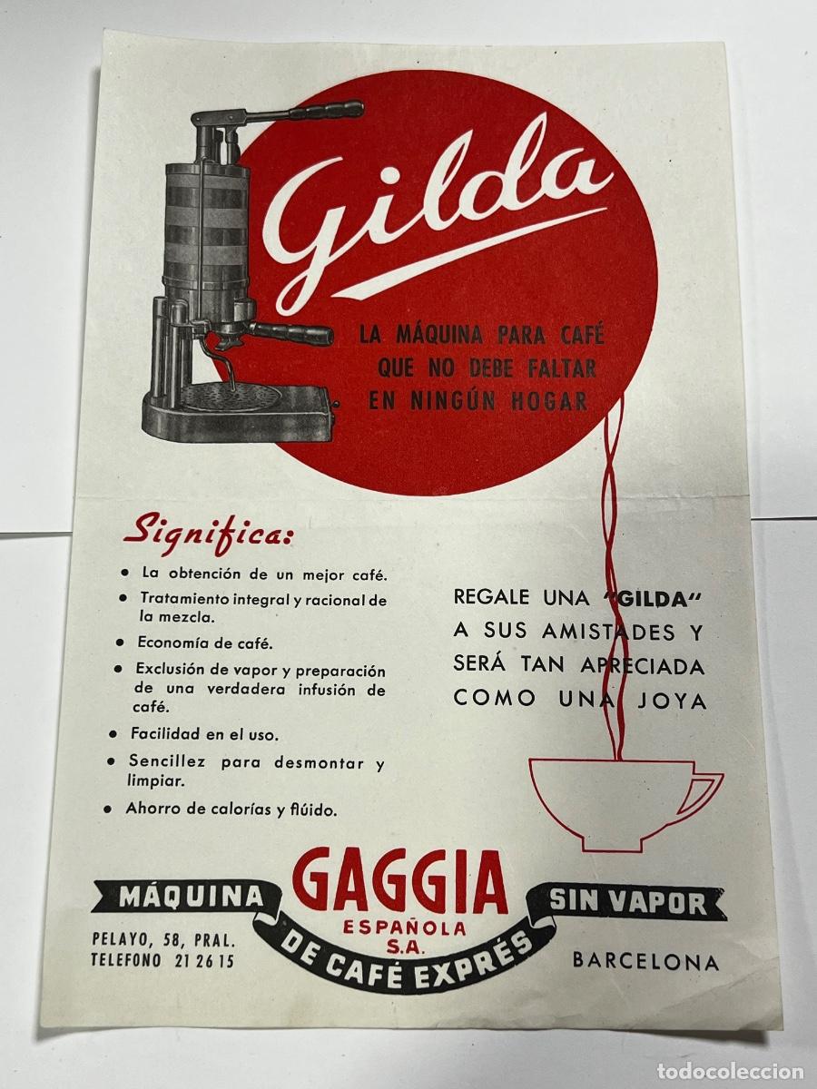 Cat&aacute;logos publicitarios: FOLLETO PUBLICITARIO. M&Aacute;QUINA DE CAF&Eacute; GAGGIA. MODELO GILDA. BARCELONA.