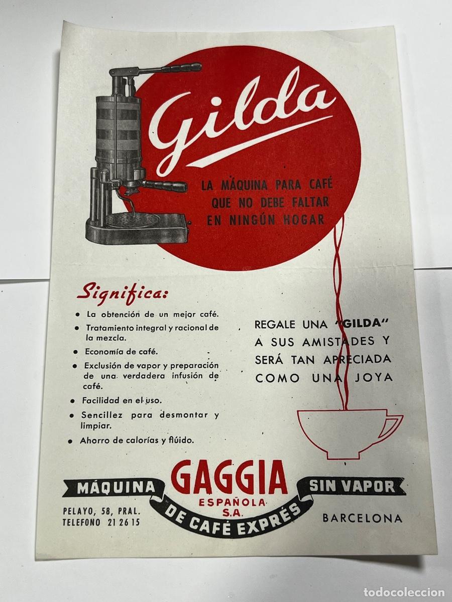 Cat&aacute;logos publicitarios: FOLLETO PUBLICITARIO. M&Aacute;QUINA DE CAF&Eacute; GAGGIA. MODELO GILDA. BARCELONA.