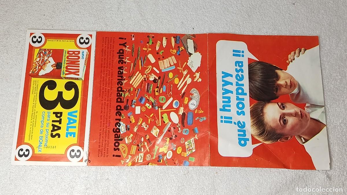 Cat&aacute;logos publicitarios: ANTIGUO FOLLETO PUBLICITARIO JUGUETES PREMIUM DETERGENTE BONUX CUPON VALE DESCUENTO A&Ntilde;OS 70