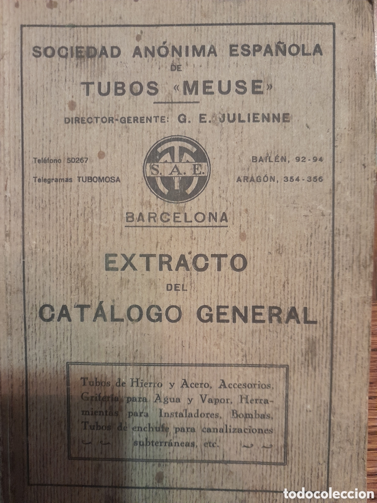 Cat&aacute;logos publicitarios: Tubos MEUSE extraco calalogo general a&ntilde;os 20