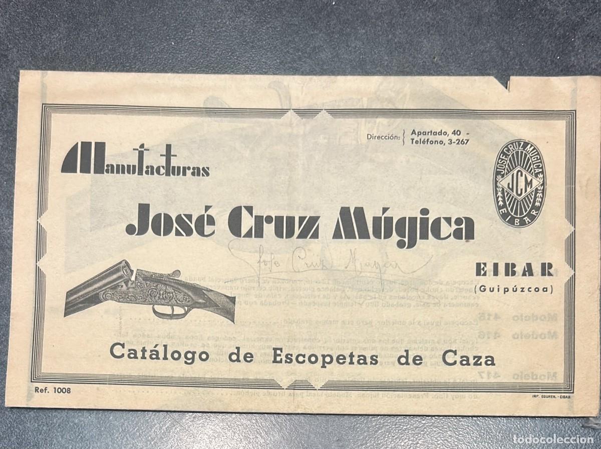 Cat&aacute;logos publicitarios: CATALOGO ANTIGUO DESPLEGABLE DE ESCOPETAS DE CAZA JOSE CRUZ MUGICA EIBAR 50 X 40 CMS.