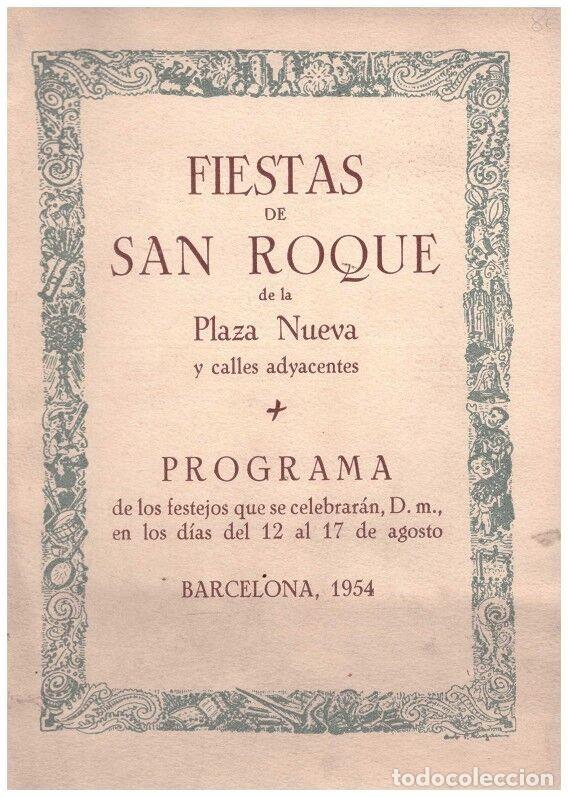 Werbekataloge: FIESTAS DE SAN ROQUE DE LA PLAZA NUEVA Y CALLES ADYACENTES. BARCELONA