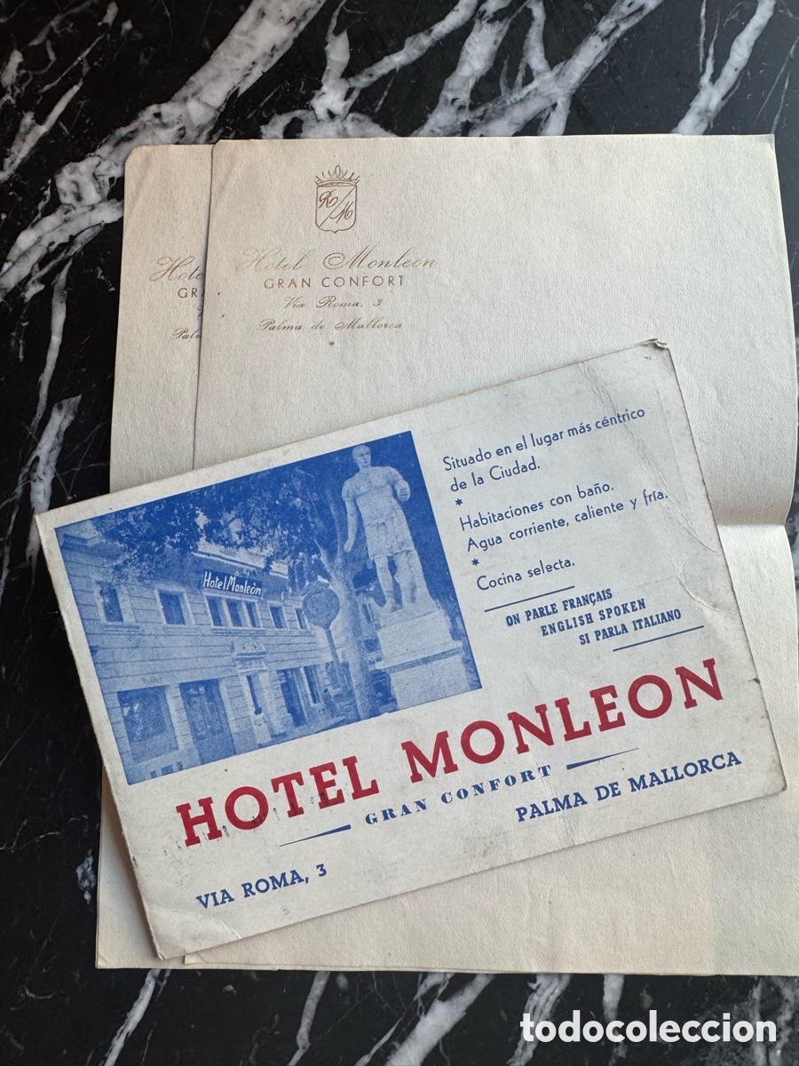 Cat&aacute;logos publicitarios: HOTEL MONLE&Oacute;N PALMA MALLORCA &ndash; FOLLETO + PAPEL CARTA &ndash; A&Ntilde;OS 50