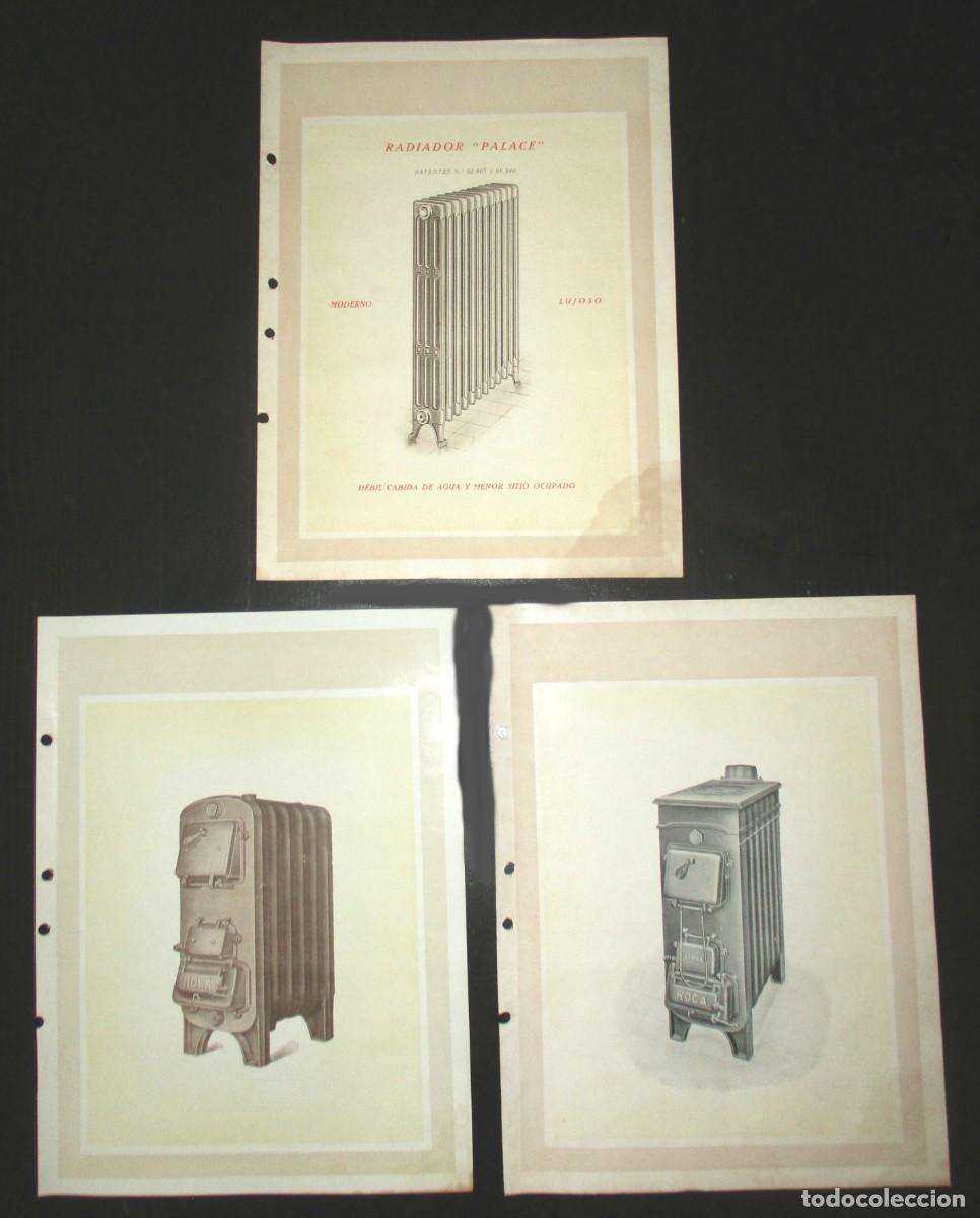 Cat&aacute;logos publicit&aacute;rios: TRES HOJAS DE ANTIGUO CAT&Aacute;LOGO DE RADIADORES ROCA.