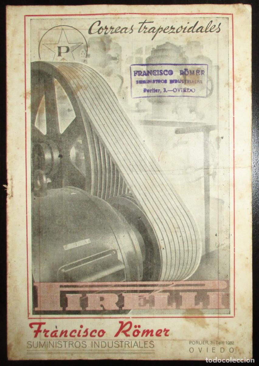 Advertising Catalogs: CAT&Aacute;LOGO PUBLICITARIO DE CORREAS TRAPEZOIDALES PIRELLI. FRANCISCO R&Ouml;MER, OVIEDO.