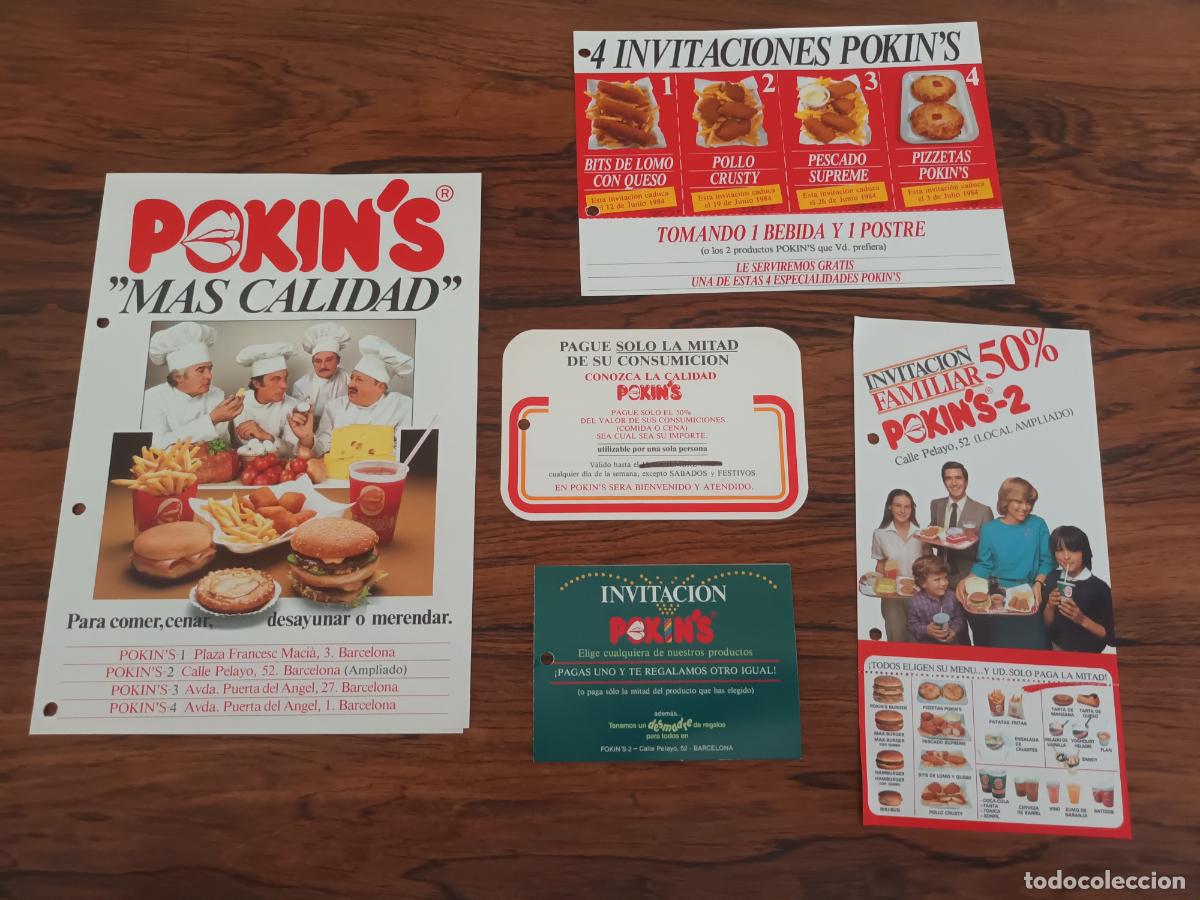 Cat&aacute;logos publicitarios: PUBLICIDAD INVITACI&Oacute;N POKIN'S BARCELONA BURGUER HAMBURGUESA A&Ntilde;OS 80