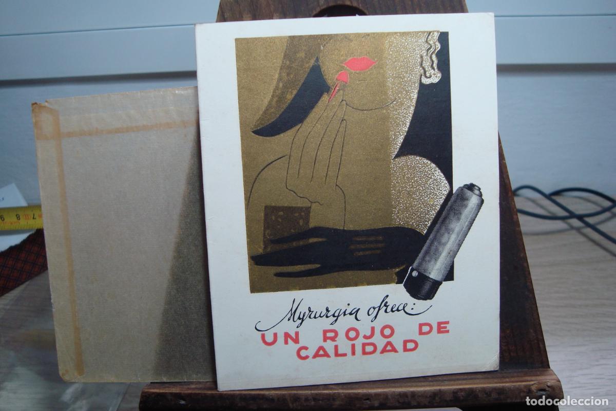Cat&aacute;logos publicitarios: ANTIGUO DIPTICO BARRA DE LABIOS ROJO JUNGLA MYRURGIA S.A BARCELONA A&Ntilde;OS 30.