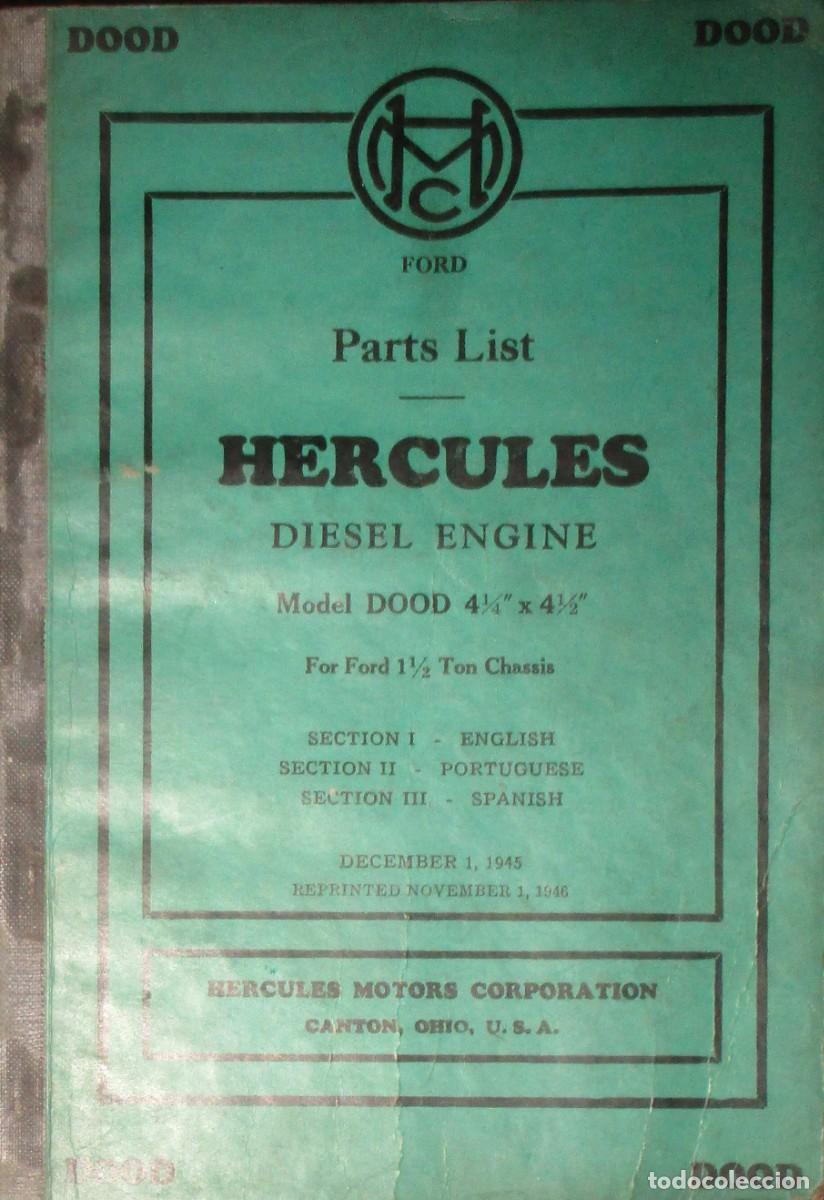 Catalogues publicitaires: CAT&Aacute;LOGO DE RECAMBIOS DEL MOTOR H&Eacute;RCULES DIESEL MODELO DOOD PARA CHASIS FORD. ORIGINAL DE 1946.