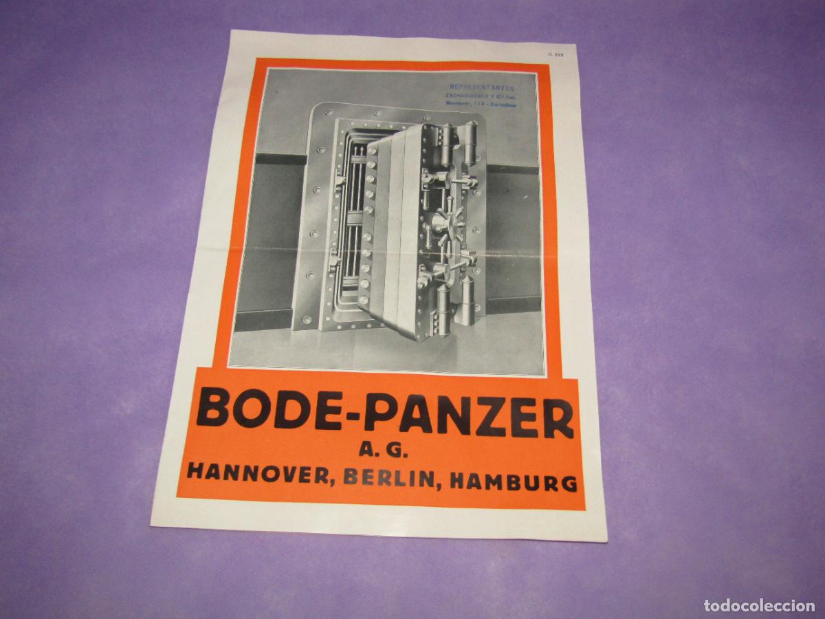 Cat&aacute;logos publicitarios: Antiguo Cat&aacute;logo de Cajas Fuertes BODE-PANZER A.G. A&ntilde;o 1920-30s.