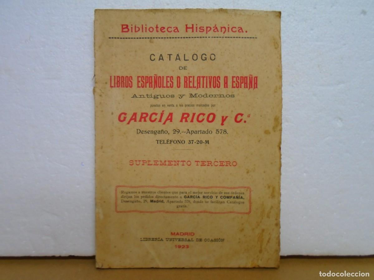 Cat&aacute;logos publicitarios: BIBLIOFILIA/CATALOGO DE LIBROS ESPA&Ntilde;OLES O RELATIVOS A ESPA&Ntilde;A/LIBRERIA GARCIA RICO/MADRID 1923.