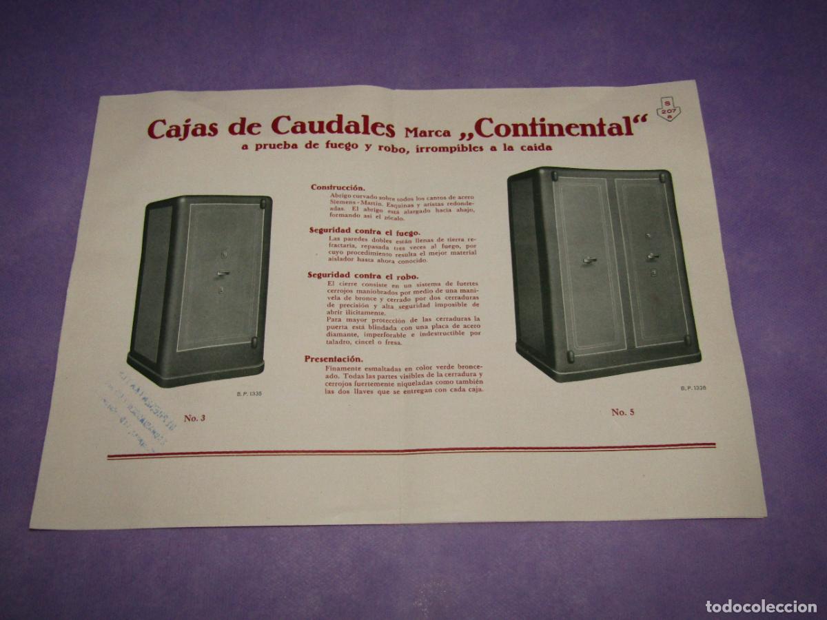 Cat&aacute;logos publicitarios: Antiguo Cat&aacute;logo de Cajas de Caudales CONTINENTAL A&ntilde;o 1920-30s.