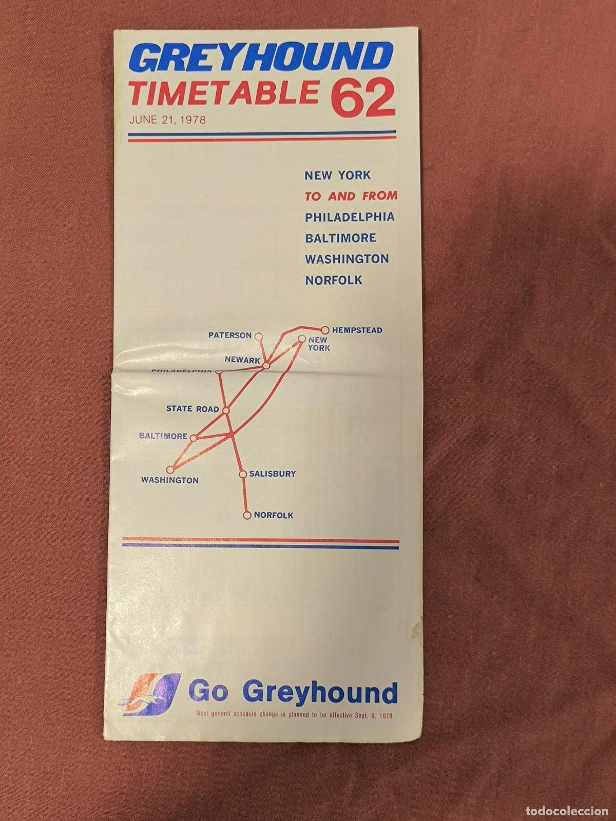 Werbekataloge: Antiguo Folleto Cat&aacute;logo Greyhound Timetable 62 Publicidad Coleccionismo