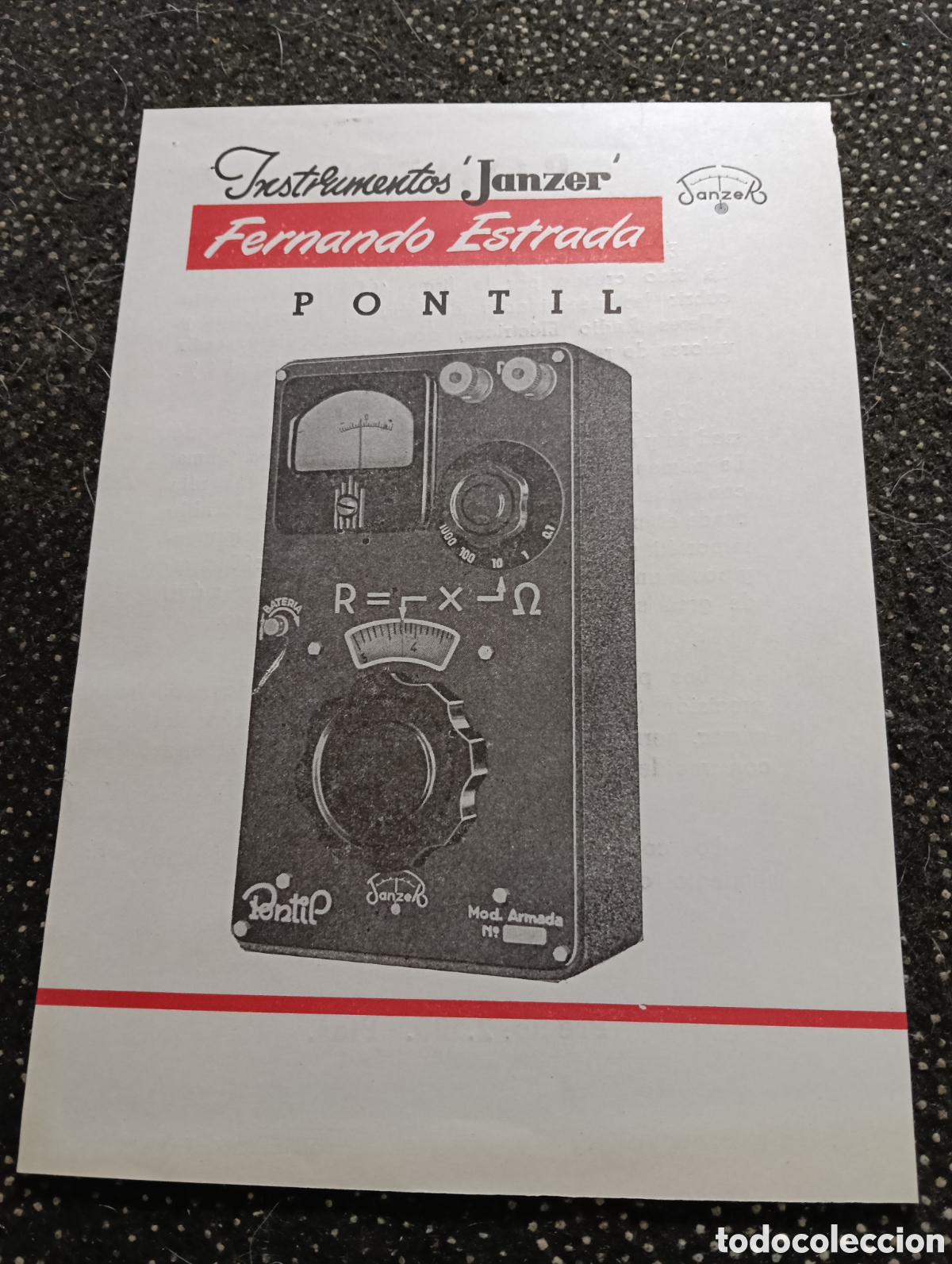 Cat&aacute;logos publicitarios: Folleto de Instrumentos JANZER Fernando Estrada Pontil.