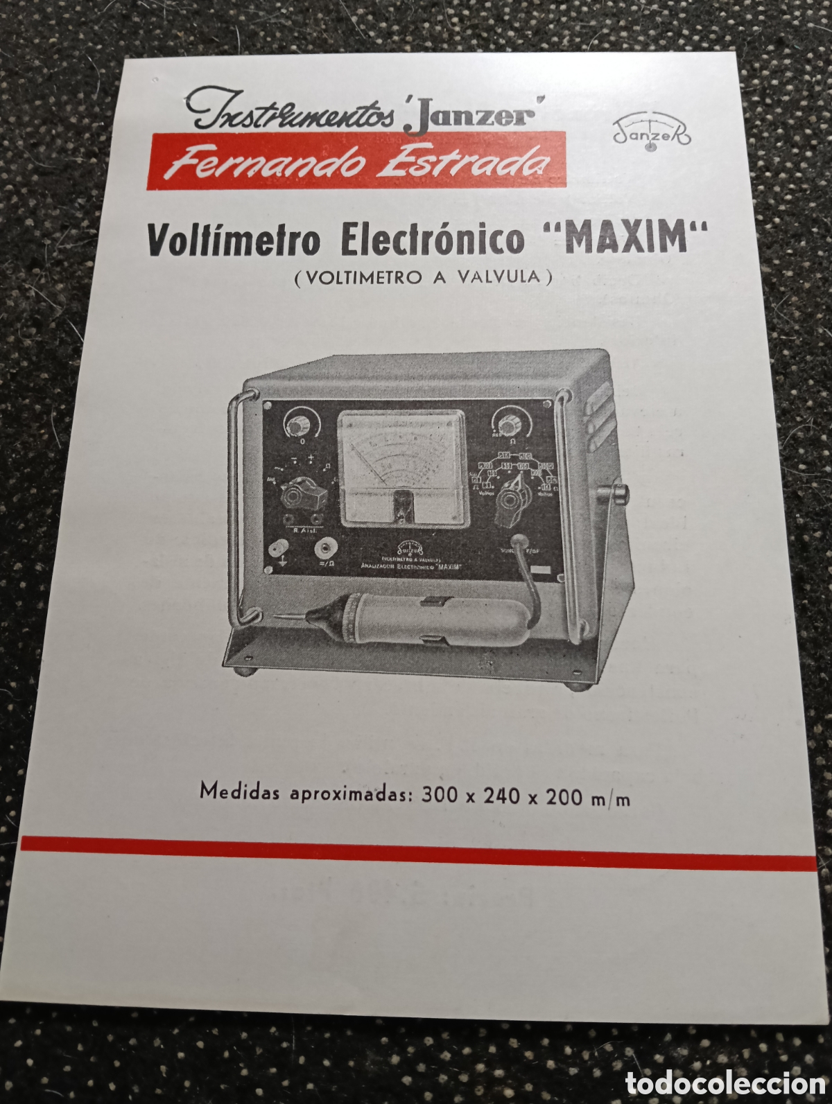 Cat&aacute;logos publicit&aacute;rios: Volt&iacute;metro Maxim Folleto de Instrumentos JANZER Fernando Estrada Pontil.