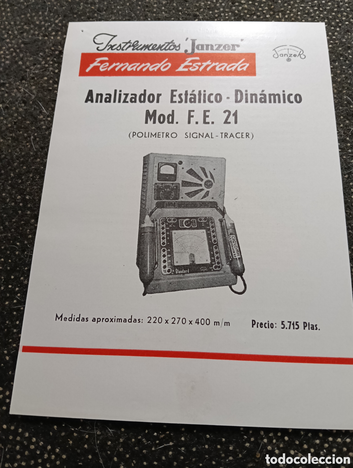 Cataloghi pubblicitari: Analizador Est&aacute;tico Folleto de Instrumentos JANZER Fernando Estrada Pontil.