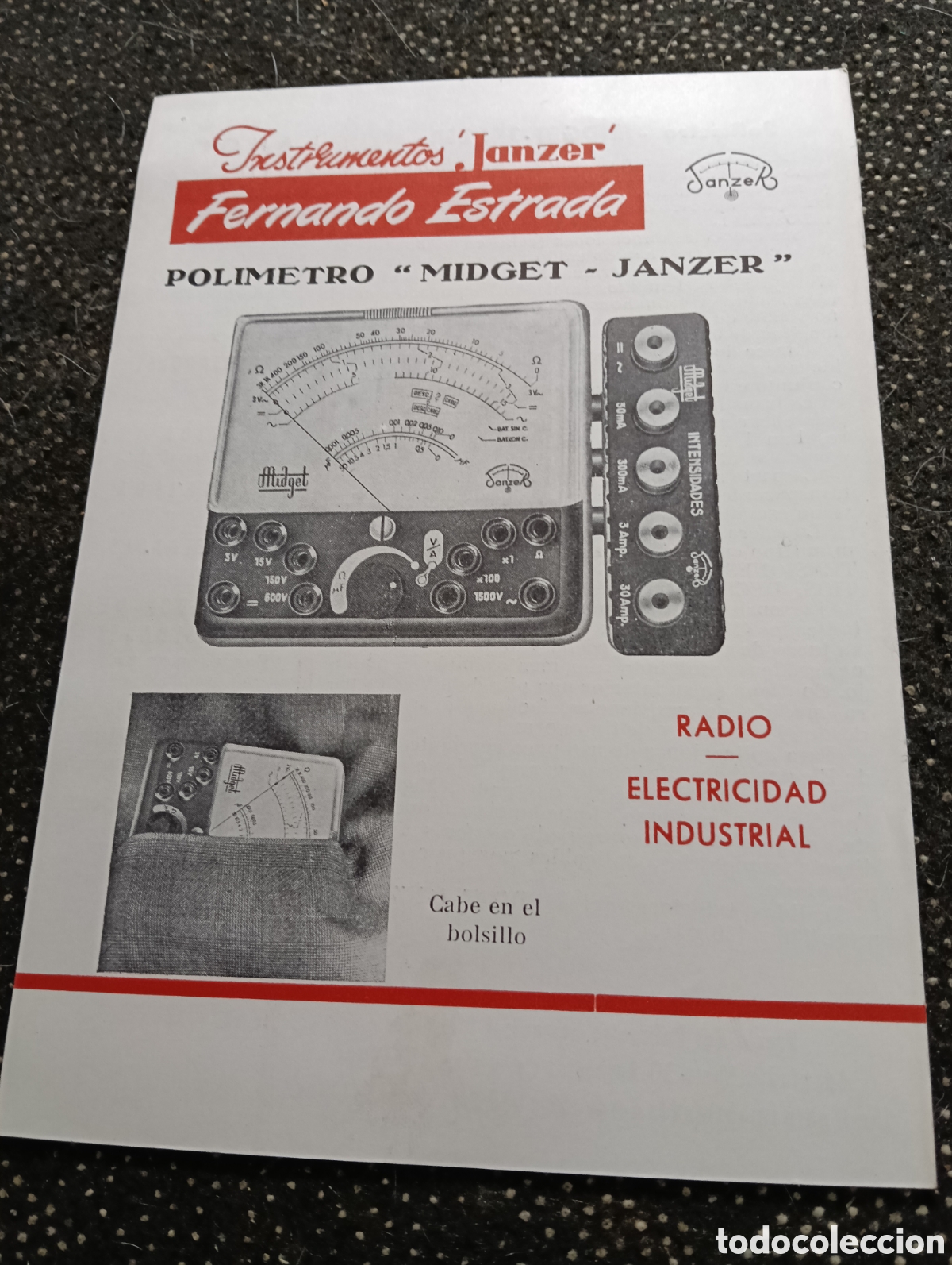 Cataloghi pubblicitari: Polimetro Midget Folleto de Instrumentos JANZER Fernando Estrada Pontil.
