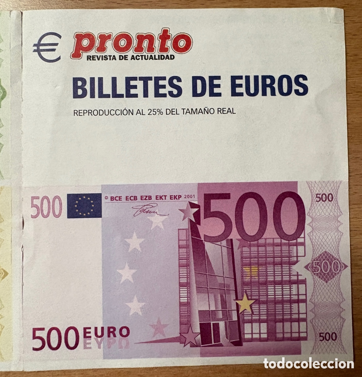 Cataloghi pubblicitari: A003-Antiguo Desplegable Revista Pronto (2001/2002) - Billetes de Euro